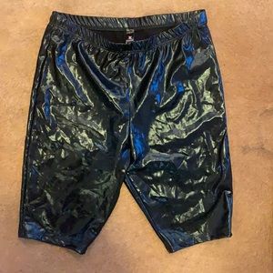 Pleather black biker shorts